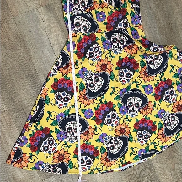 Colorful Skull Print Swing Dress - Picture 5 of 9